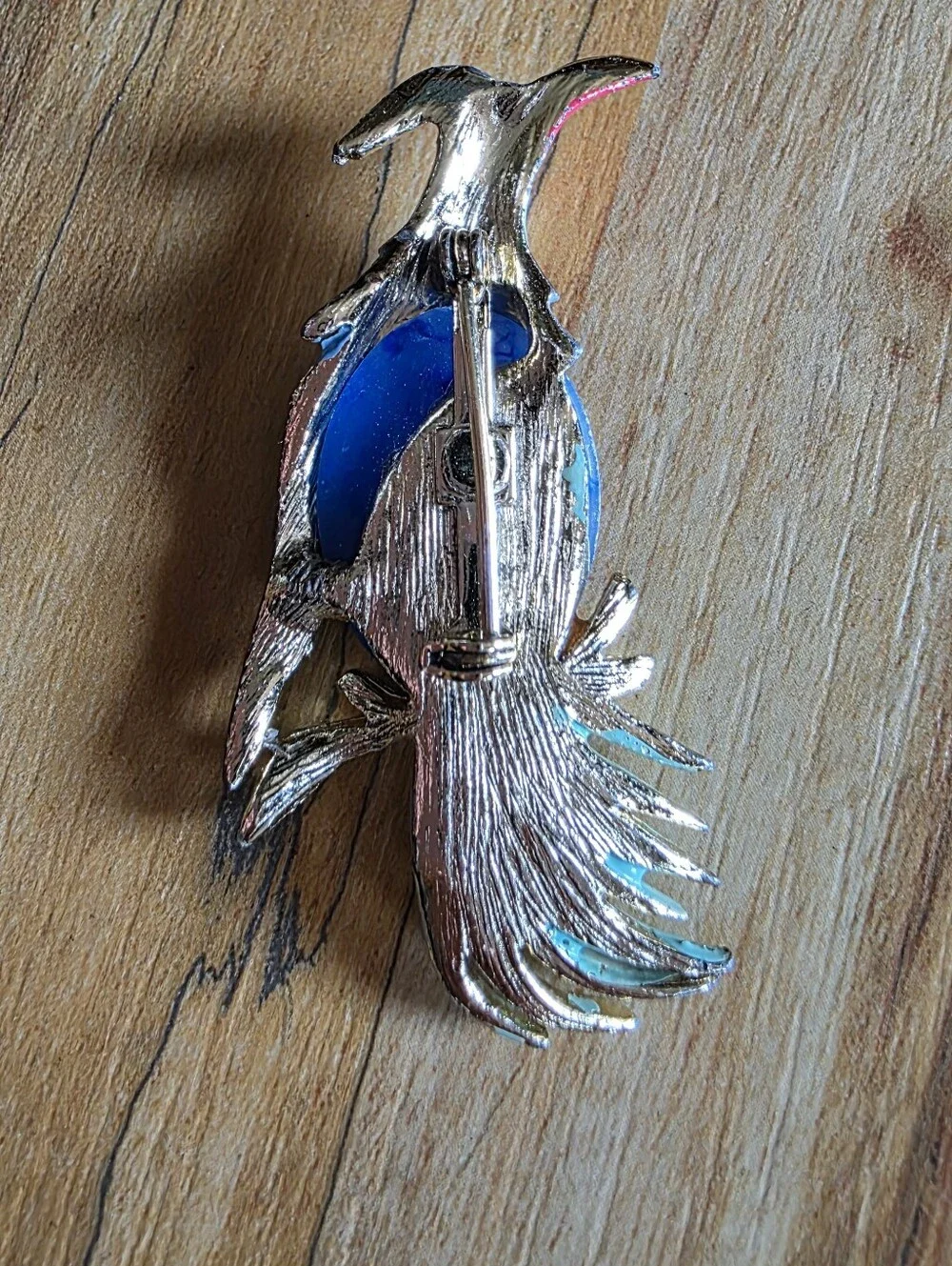 Vintage/ Antique Blue Enamel Bird Brooch Pin - Decorative Bird Jewelry